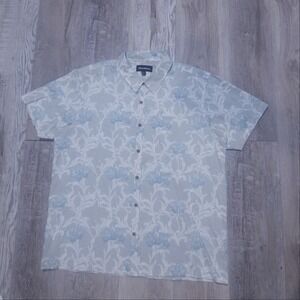 Threadbare Floral Short Sleeve Shirt Men's XL Lake Blue